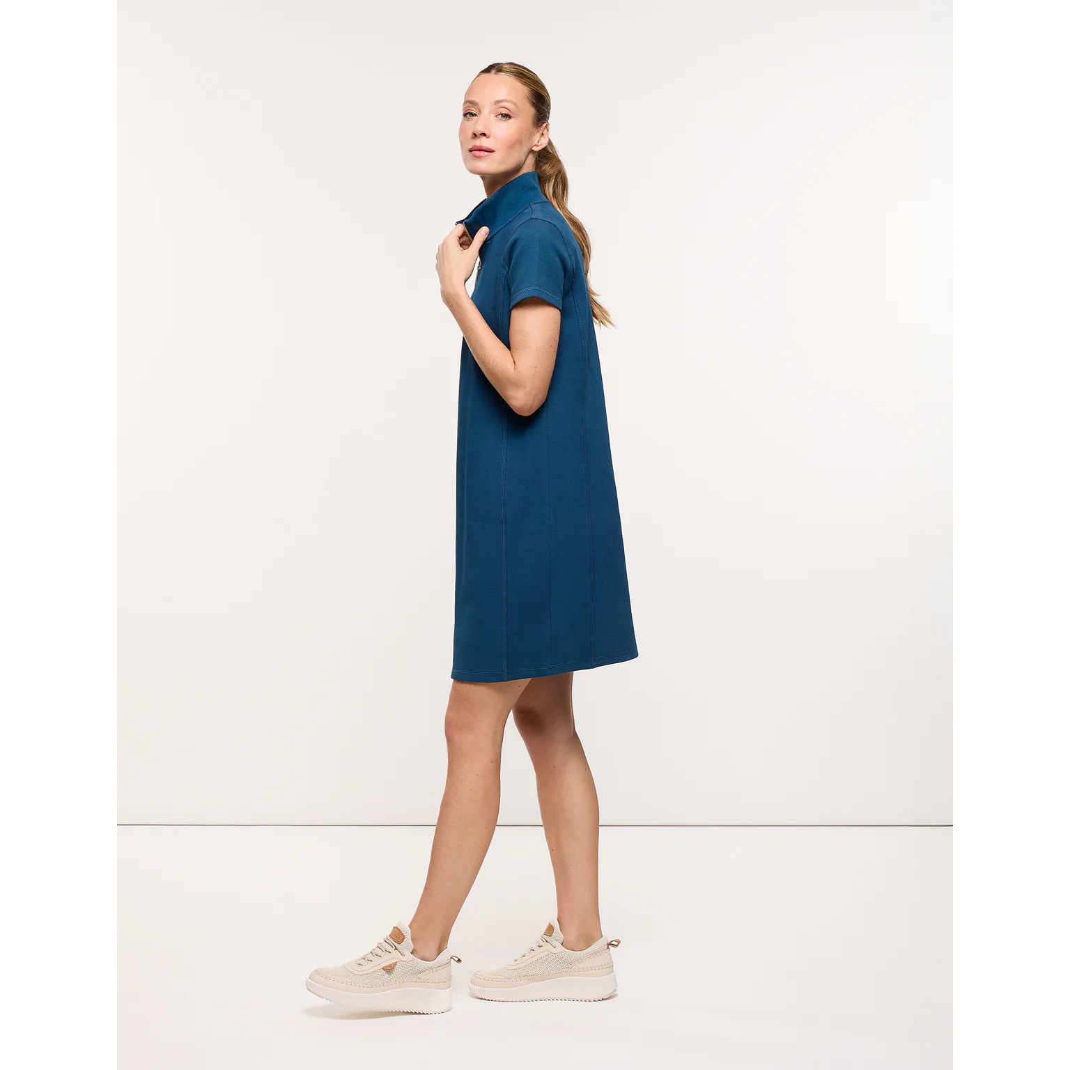 Vestido Corto de Punto Piqué Azul - Tanama