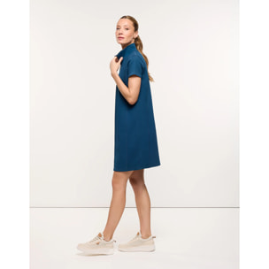 Vestido Corto de Punto Piqué Azul - Tanama