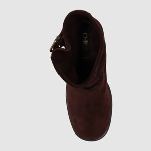 Botines de Serraje - Marron - Tacón: 5 cm
