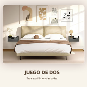 Set de 2 Mesillas de Noche de Pared Mesitas de Noche Flotantes con 1 Cajón para Dormitorio Habitación Hogar Diseño Sencillo 40x30x19,5 cm Negro