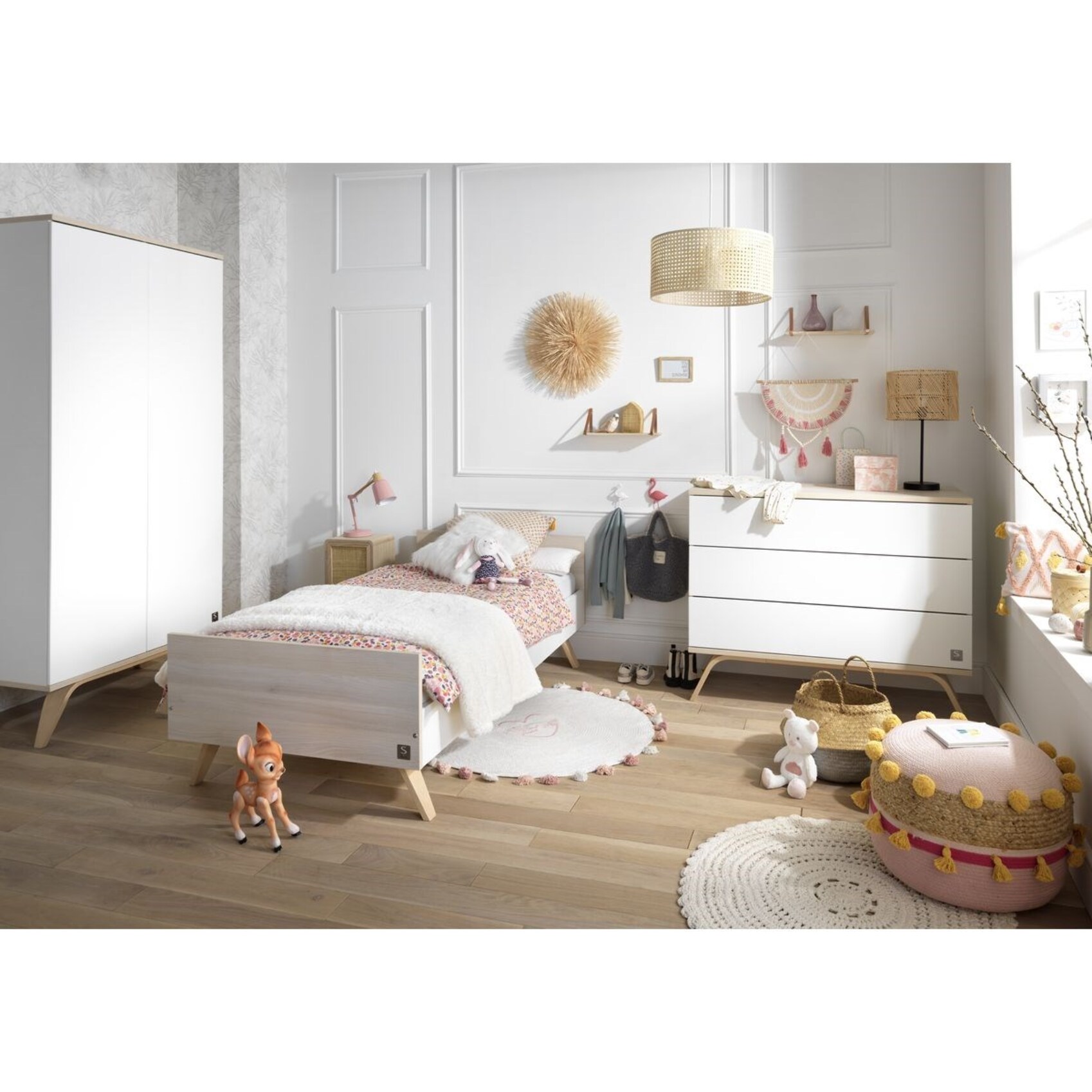 Lit junior 190x90cm en bois beige