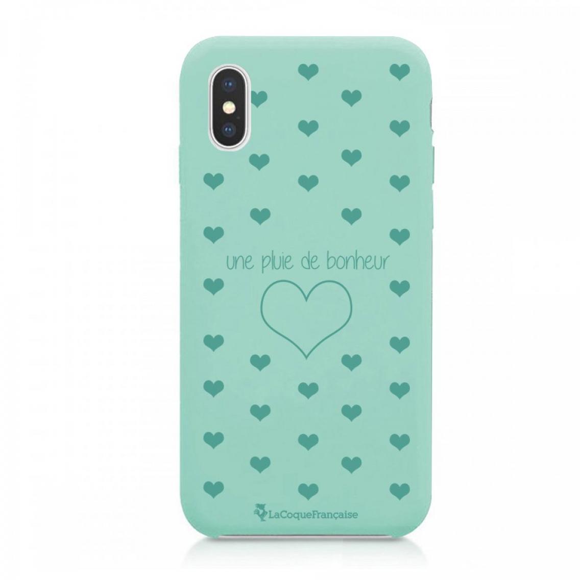 Coque iPhone X/Xs Silicone Liquide Douce vert pâle Pluie de Bonheur Vert d'eau La Coque Francaise.