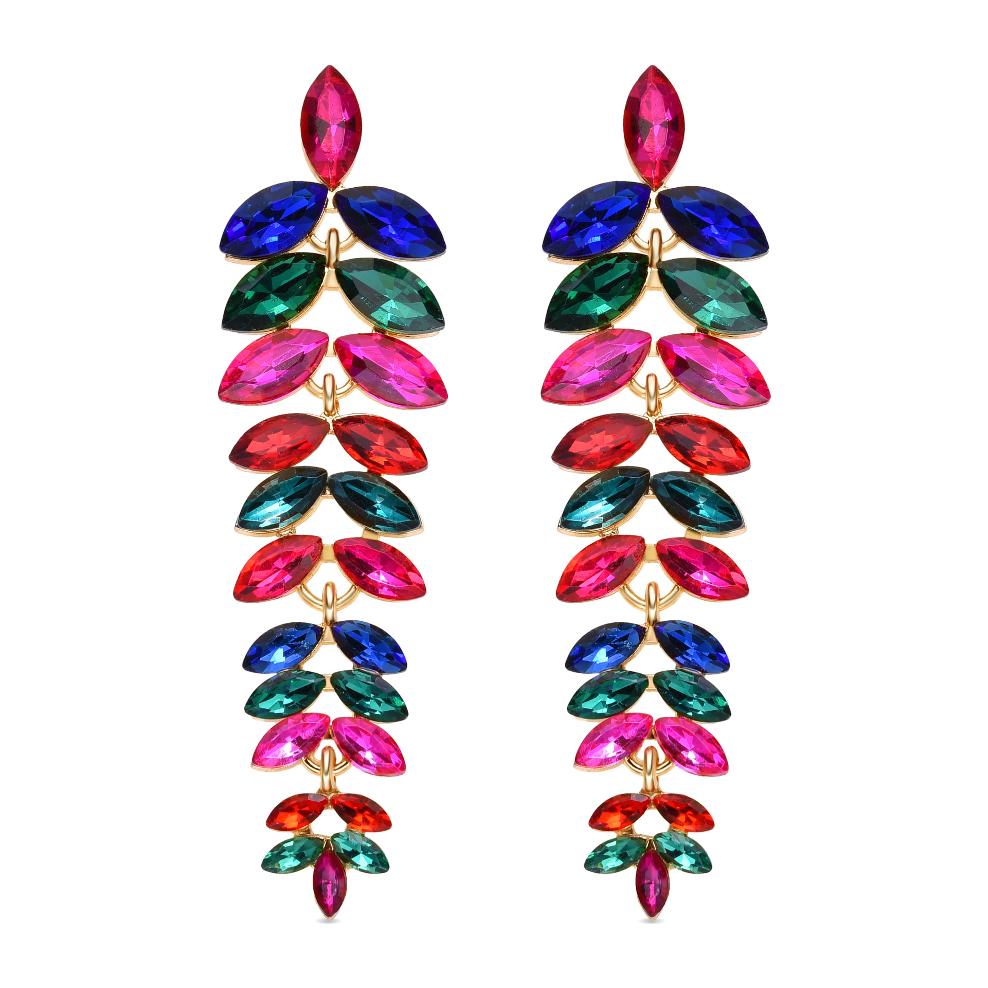 Pendientes de Cristal Multicolor acabado en oro amarillo de 18k