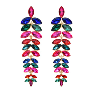 Pendientes de Cristal Multicolor acabado en oro amarillo de 18k