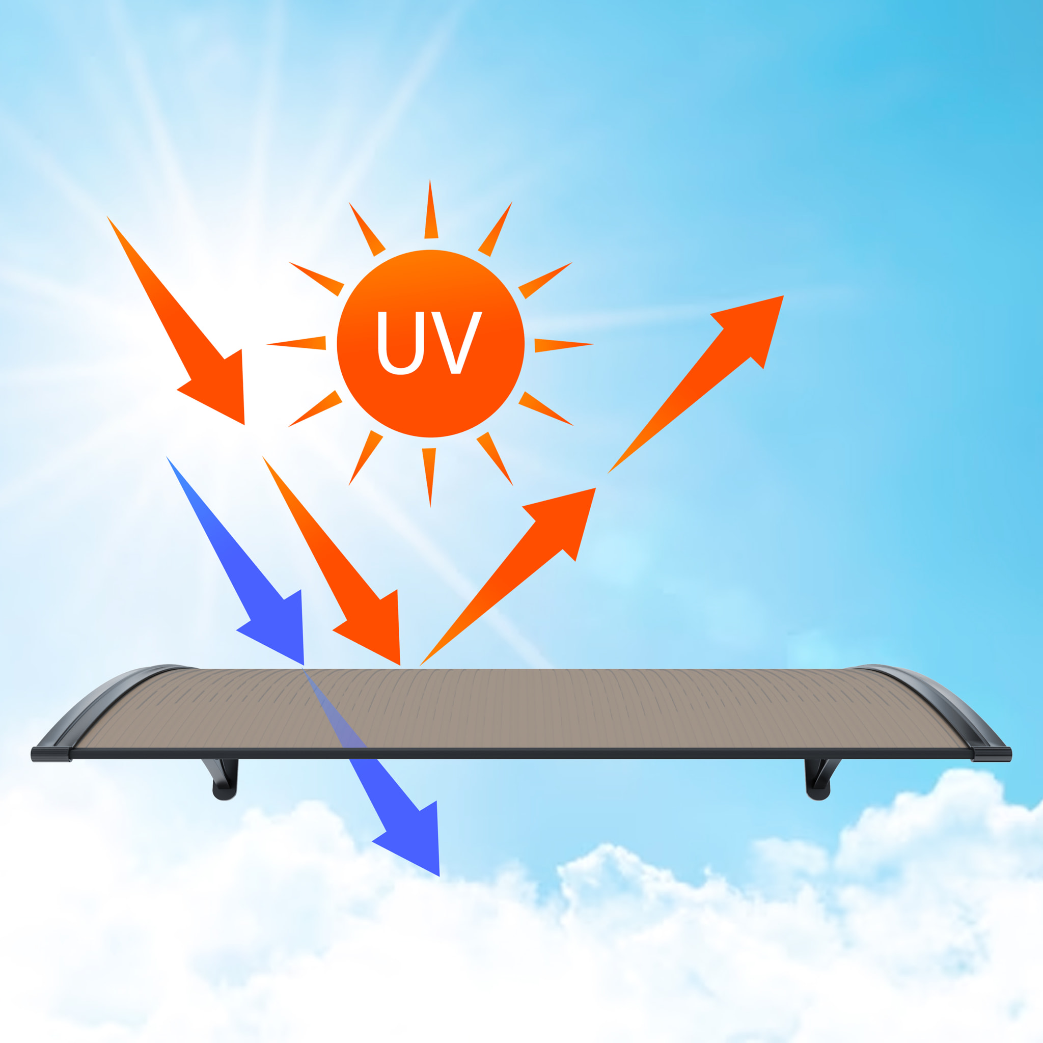 Pensilina Per Copertura In Policarbonato Alveolare Tettoia Modulabile Per Esterno Porte Balcone Finestre Elegante Resistente Fumè 100 x 300 cm