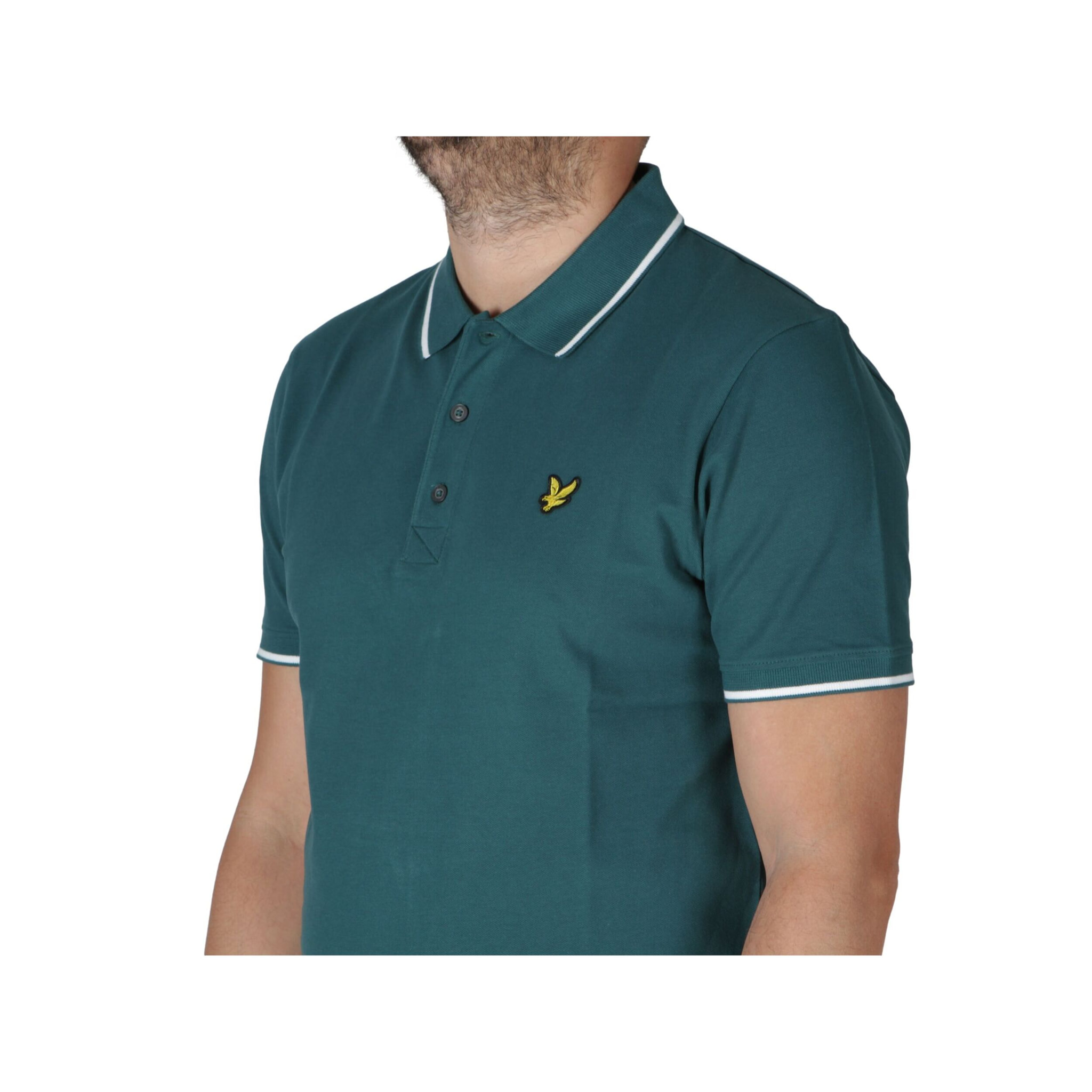 Polo Lyle & Scott Tipped Polo Shirt Malachite Green White Verde