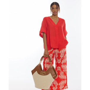 Camicetta a maniche corte con scollo a V