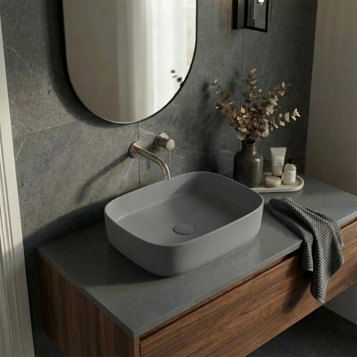 Vasque à poser 50 x 37,5 cm - gris mat - sans trop-plein - PixL Ceramia