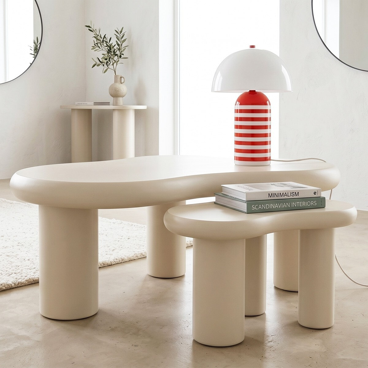 Lot de 2 tables basses organiques gigognes - WAVE