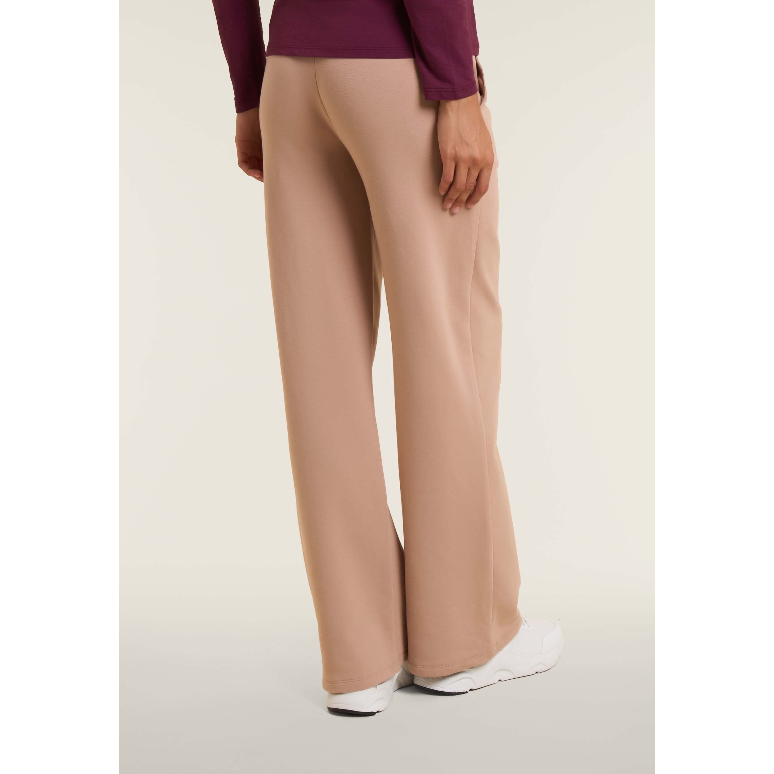 Pantaloni wide leg da donna con logo in strass bicolore