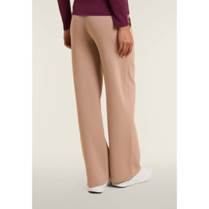 Pantaloni wide leg da donna con logo in strass bicolore