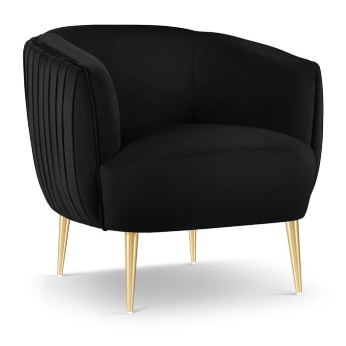 Fauteuil "Cyrille" en velours noir