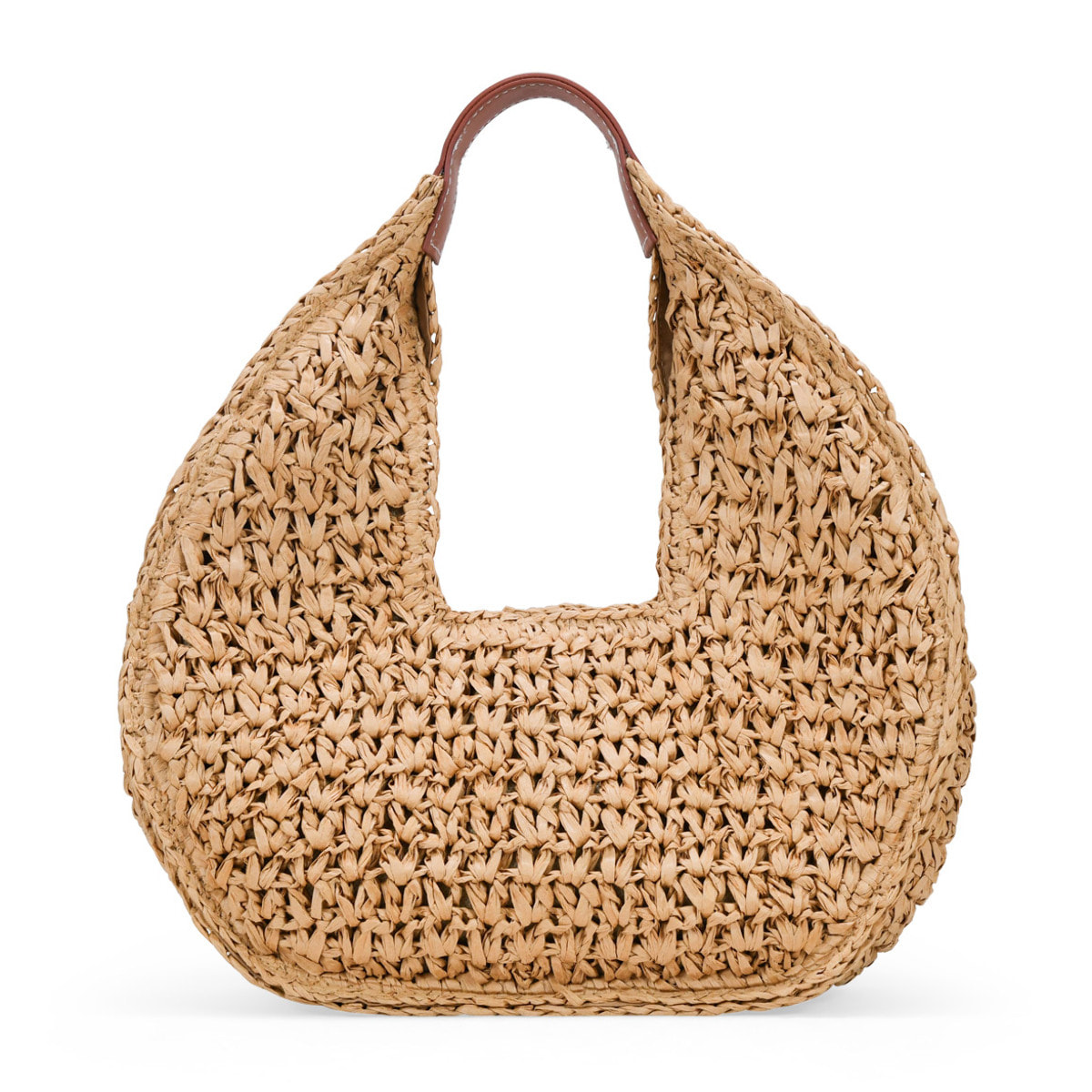 Bolso de hombro tostado en rafia