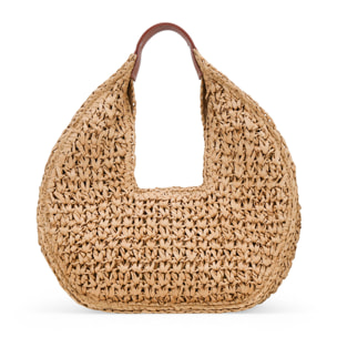 Bolso de hombro tostado en rafia
