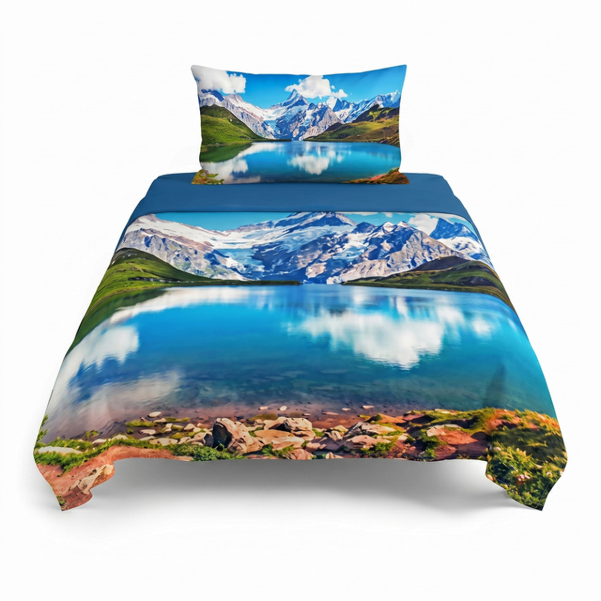 Completo lenzuola singolo in cotone con stampa alta qualità, set letto con lenzuolo sopra, sotto con angoli e federa, morbido e traspirante per pelli sensibili, resistente ai lavaggi, colori brillanti nel tempo, certificato OEKO-TEX, comfort quotidiano