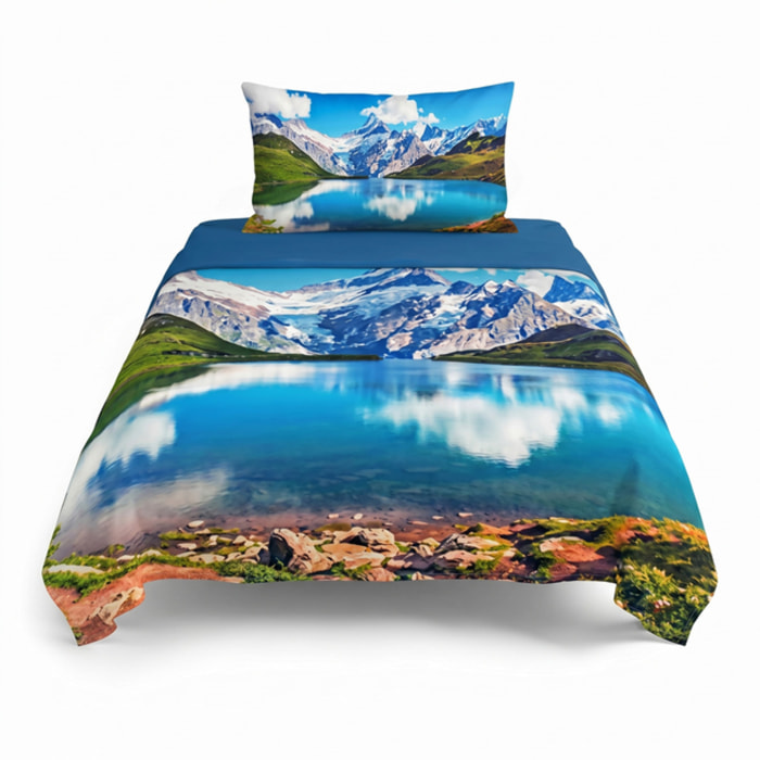 Completo lenzuola singolo in cotone con stampa alta qualità, set letto con lenzuolo sopra, sotto con angoli e federa, morbido e traspirante per pelli sensibili, resistente ai lavaggi, colori brillanti nel tempo, certificato OEKO-TEX, comfort quotidiano