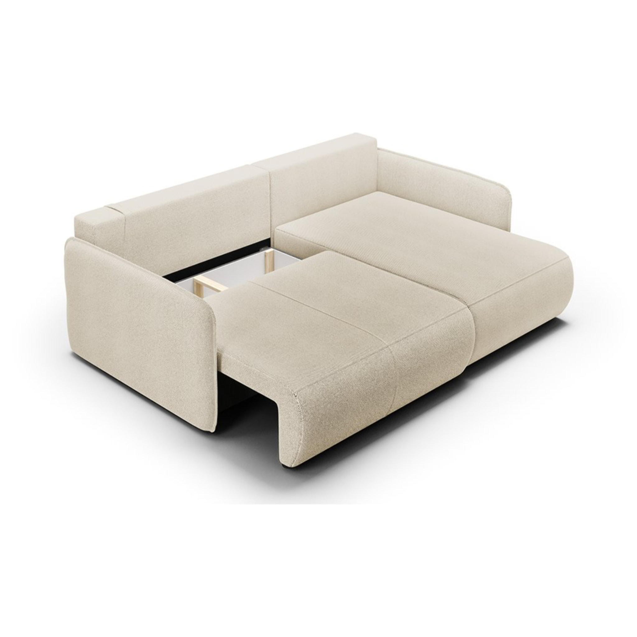 MILO - Canapé d'angle droit 4 places en tissu beige