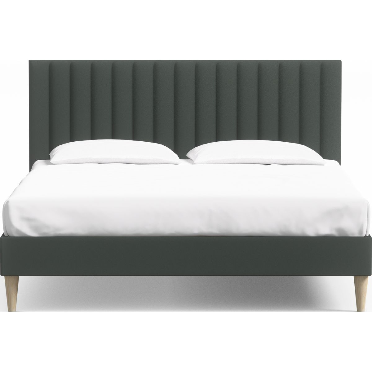 Lit adulte en velours avec tête de lit matelassée - ELIOT