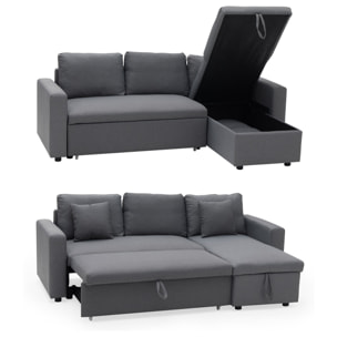 Canapé d'angle convertible CLARK 3 places gris