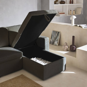 Canapé d'angle convertible réversible 3 places velours côtelé grosse côte IDA