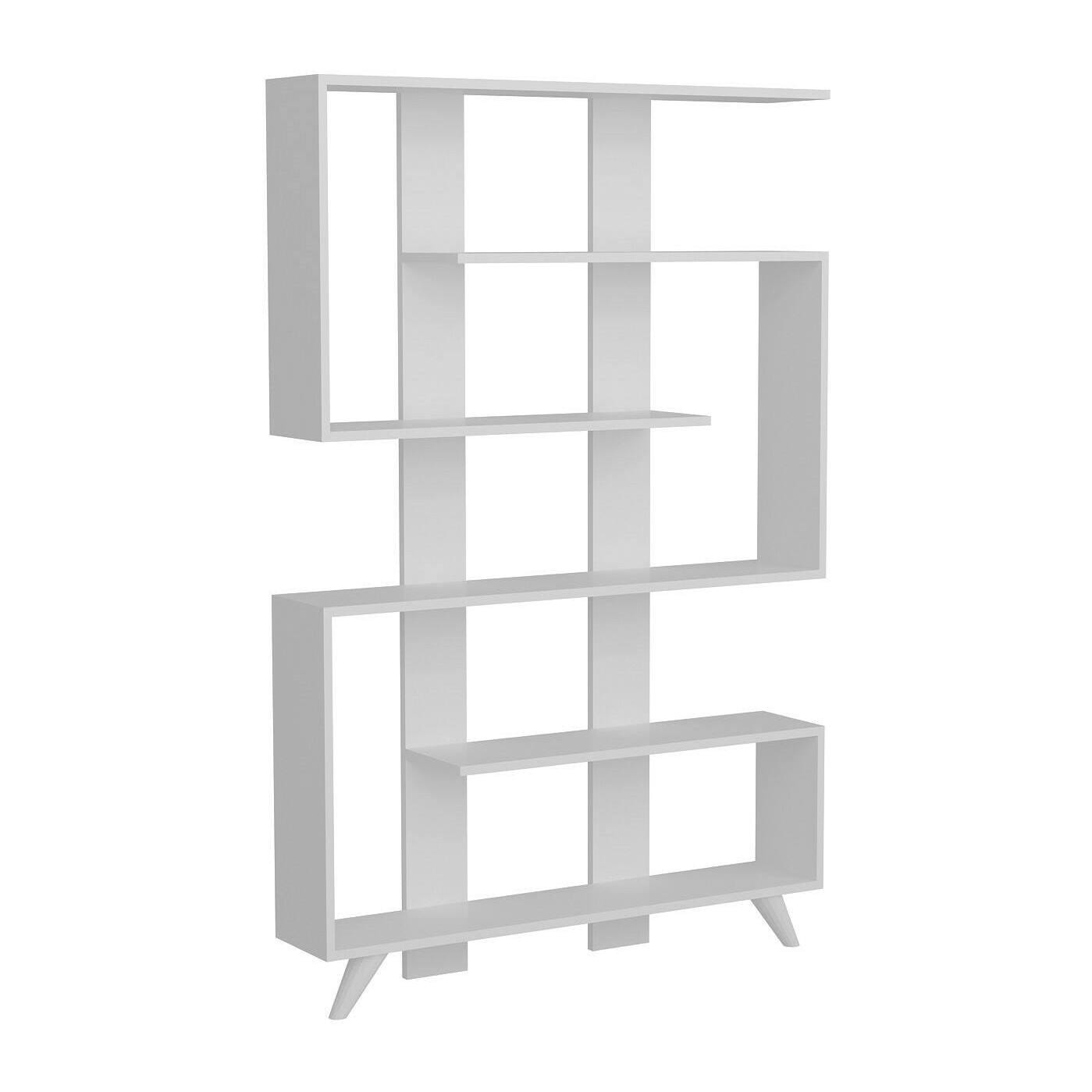 Libreria Dmandell, Scaffale da ufficio, Mobile portalibri, Biblioteca, 120x20h162 cm, Bianco