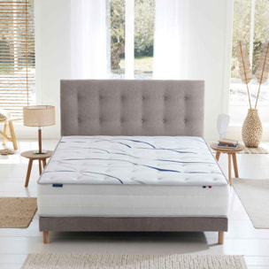 Ensemble matelas mémoire de forme MEMORIA avec sommier, chenille bouclettes gris clair