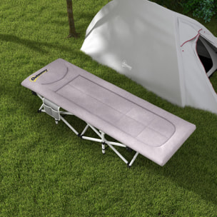 Lit de camp pliable avec matelas et sac de transport gris