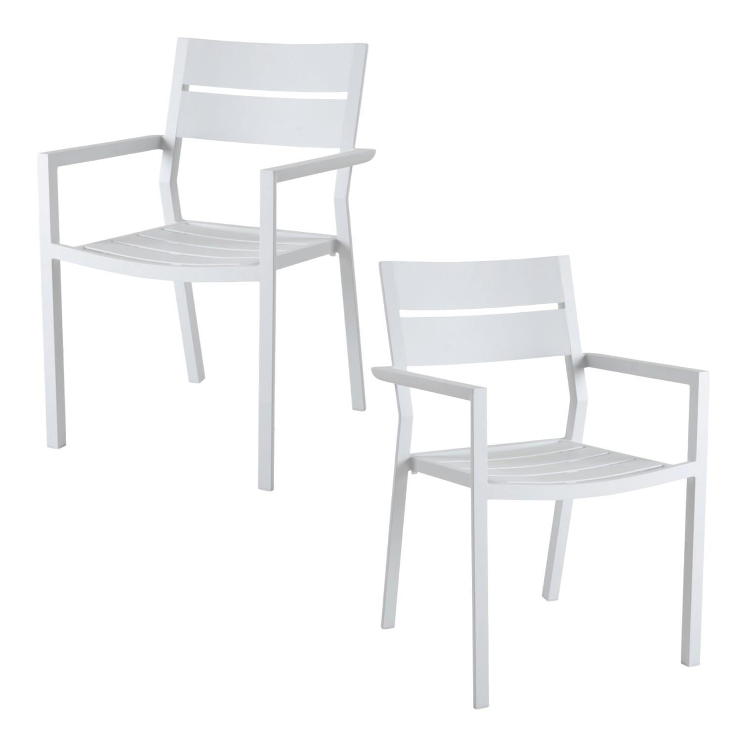 Chaise de jardin avec accoudoirs en aluminium blanc (lot de 2) STOCKHOLM