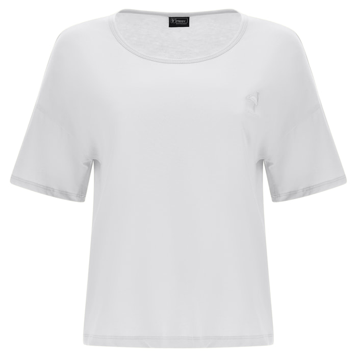 T-shirt in jersey leggero con patch fenicottero in tono