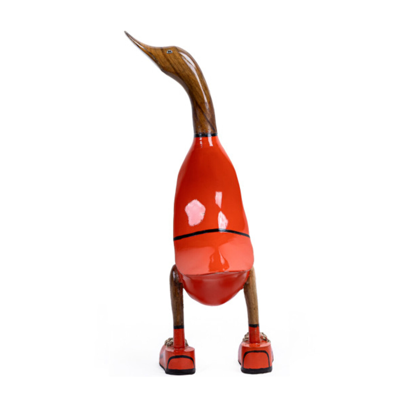 Statue H. 40 cm canard maillot rouge en bois de teck - DUCK