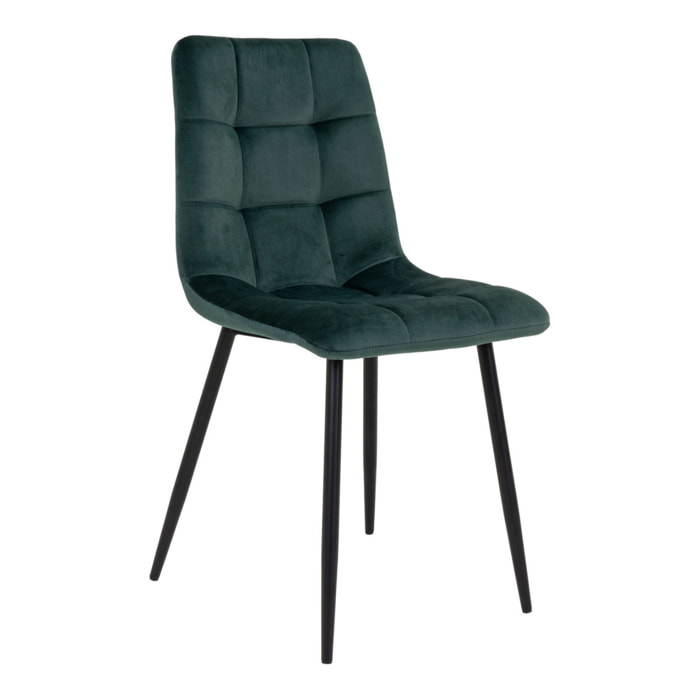 Set 2 sedie da pranzo Middelfart in velluto verde scuro con gambe nere