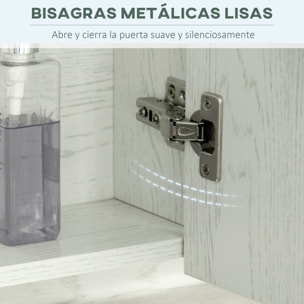 Armario de Baño con Espejo Armario de Pared con 3 Puertas Estante Ajustable y Compartimento Mueble de Baño Colgante para Salón 90x15x75 cm Blanco