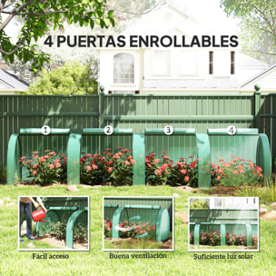 Invernadero Pequeño 395x100x80 cm Invernadero de Jardín con 4 Ventanas Enrollables Marco de Acero para Cultivos Plantas Flores Verde