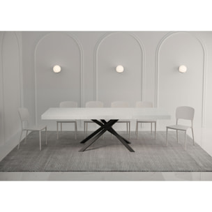 Table extensible 90x140/244 cm Karida Premium frêne blanc pieds anthracite