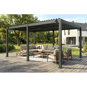Pergola bioclimatique autoportante en aluminium "Kensington" - 3 x 5 m - Gris