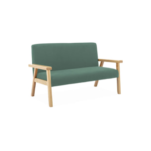 Banquette canapé enfant en bois et velours côtelé kaki. Isak. L 84 x P 43.5 x H 50cm