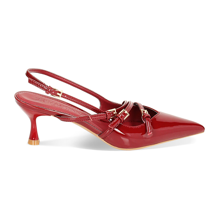 Décolleté slingback cherry in vernice, tacco 6 cm