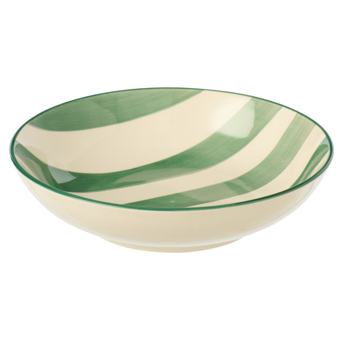 J-Line Assiette Profonde Lignée - céramique - vert/blanc - 6 pièces