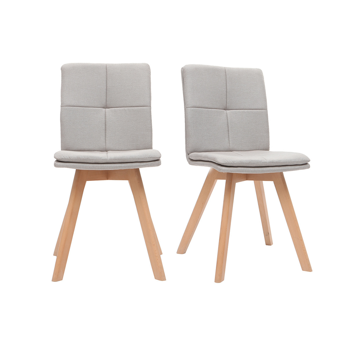 Chaises scandinaves en tissu beige et bois clair (lot de 2) THEA