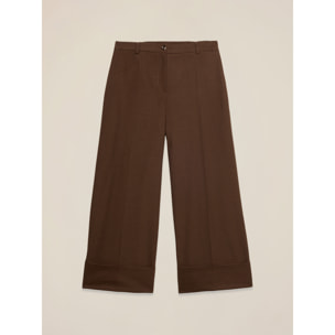 Oltre - Pantalones cropped micro pata de gallo - Marrón