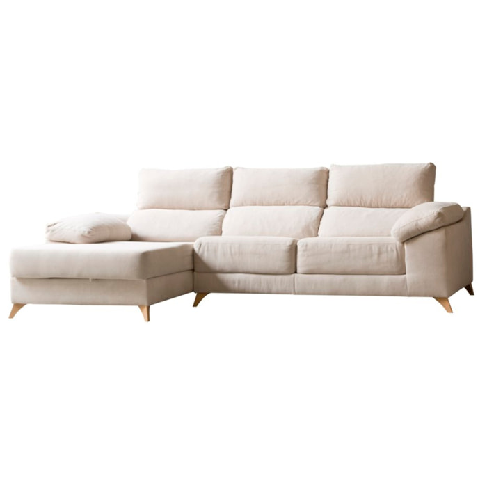 Canapé d'angle Dandy -textile, mousse pu, bois et panneau de particules-couleur beige 295 x 103 x 170 cm