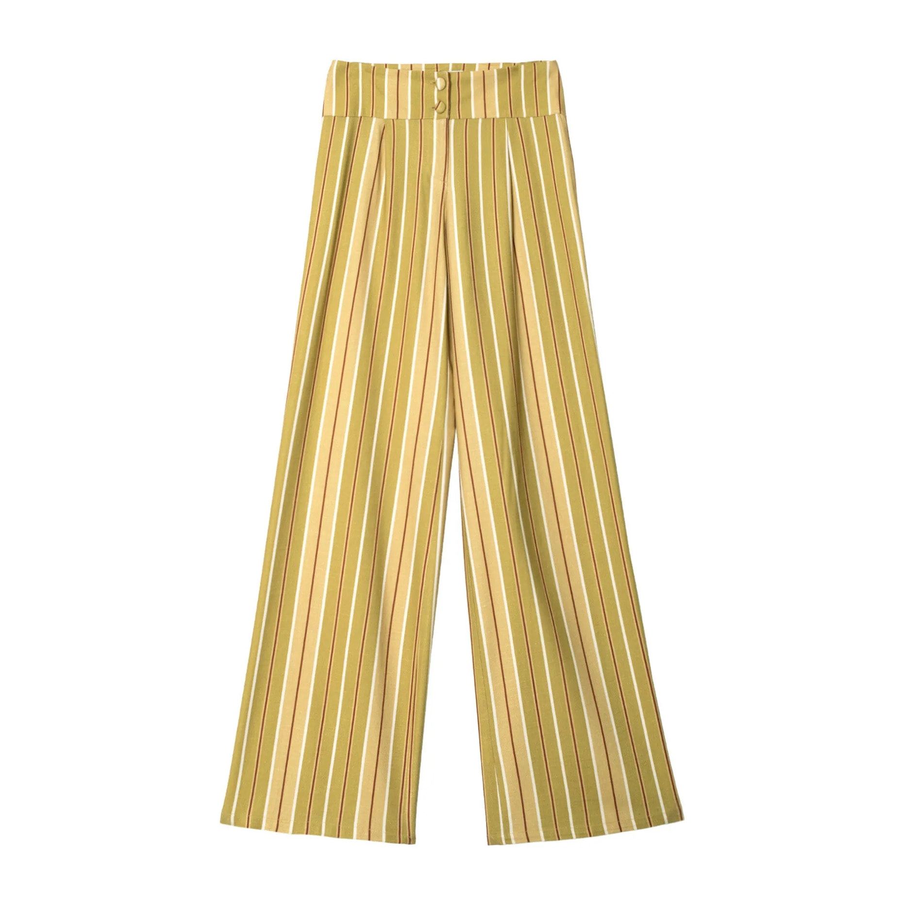 Pantalón recto de tiro bajo a rayas de mujer
