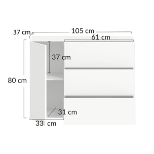 Ned - buffet bas - 3 tiroirs et 1 portes - blanc - 105 cm - Blanc