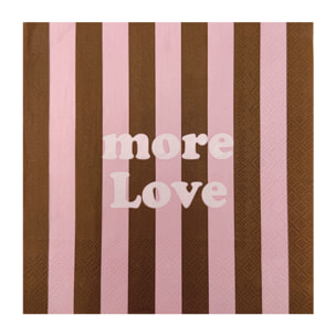 Lot de 20 serviettes en papier MORE LOVE rayées - Rose