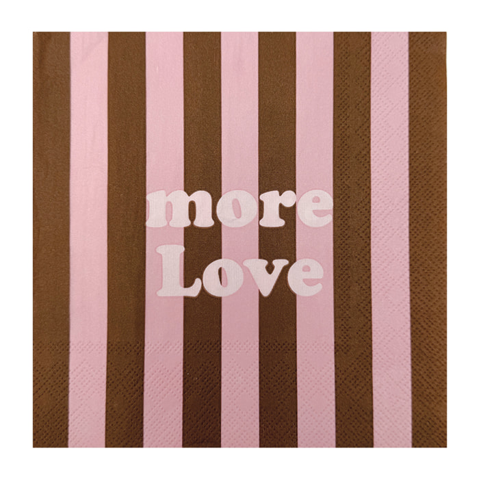 Lot de 20 serviettes en papier MORE LOVE rayées - Rose