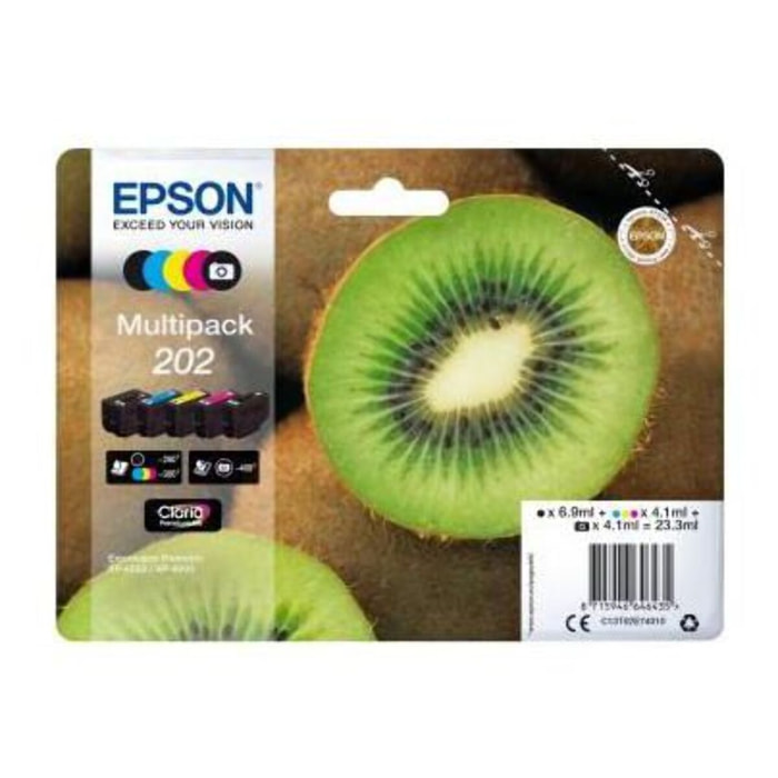 Cartouche d'encre EPSON Pack Multipack 5 Originales 202 (Noir Photo + 4 Couleurs) - C13T02F74010