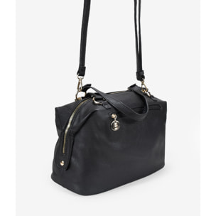 Bolso bowling negro con bordado y tachas