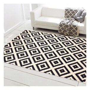 Tapis Kihe Noir et blanc motif géométrique scandinave