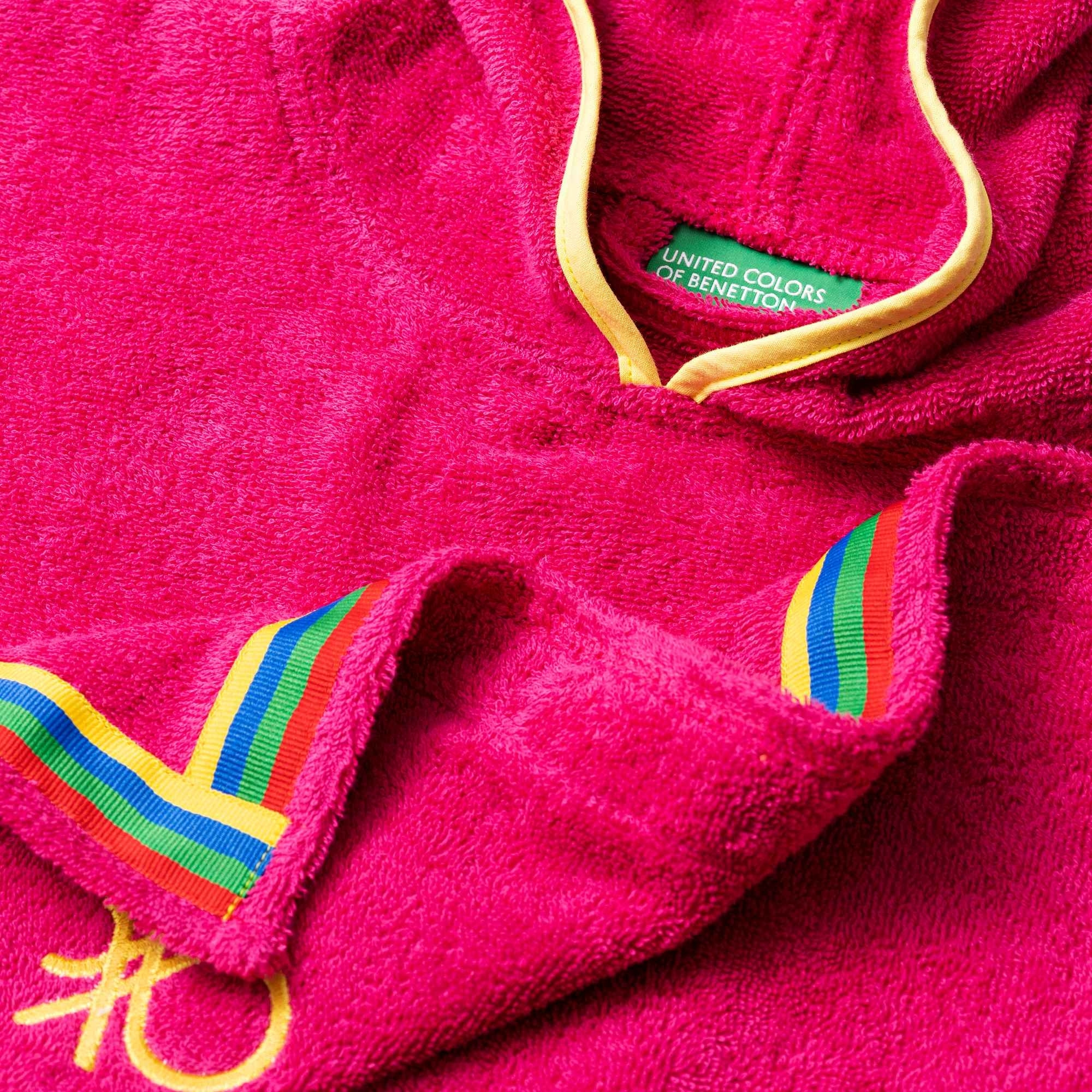 Albornoz poncho Benetton de 7-14 años, 380 gsm, 100% algodón, rosa