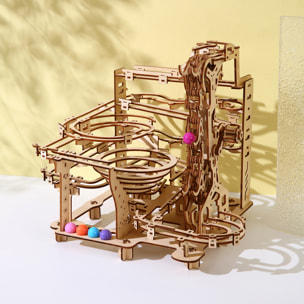Modello in legno 3D, design del circuito per biglie con movimento meccanico. 335 pezzi.